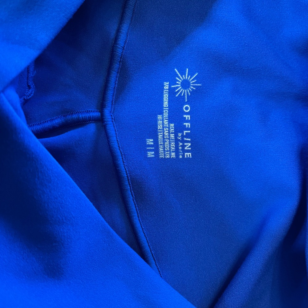 OFFLINE by Aerie Real Me 7/8 Leggings Cobalt Blue High Rise Crossover Waist M - Picture 2 of 8